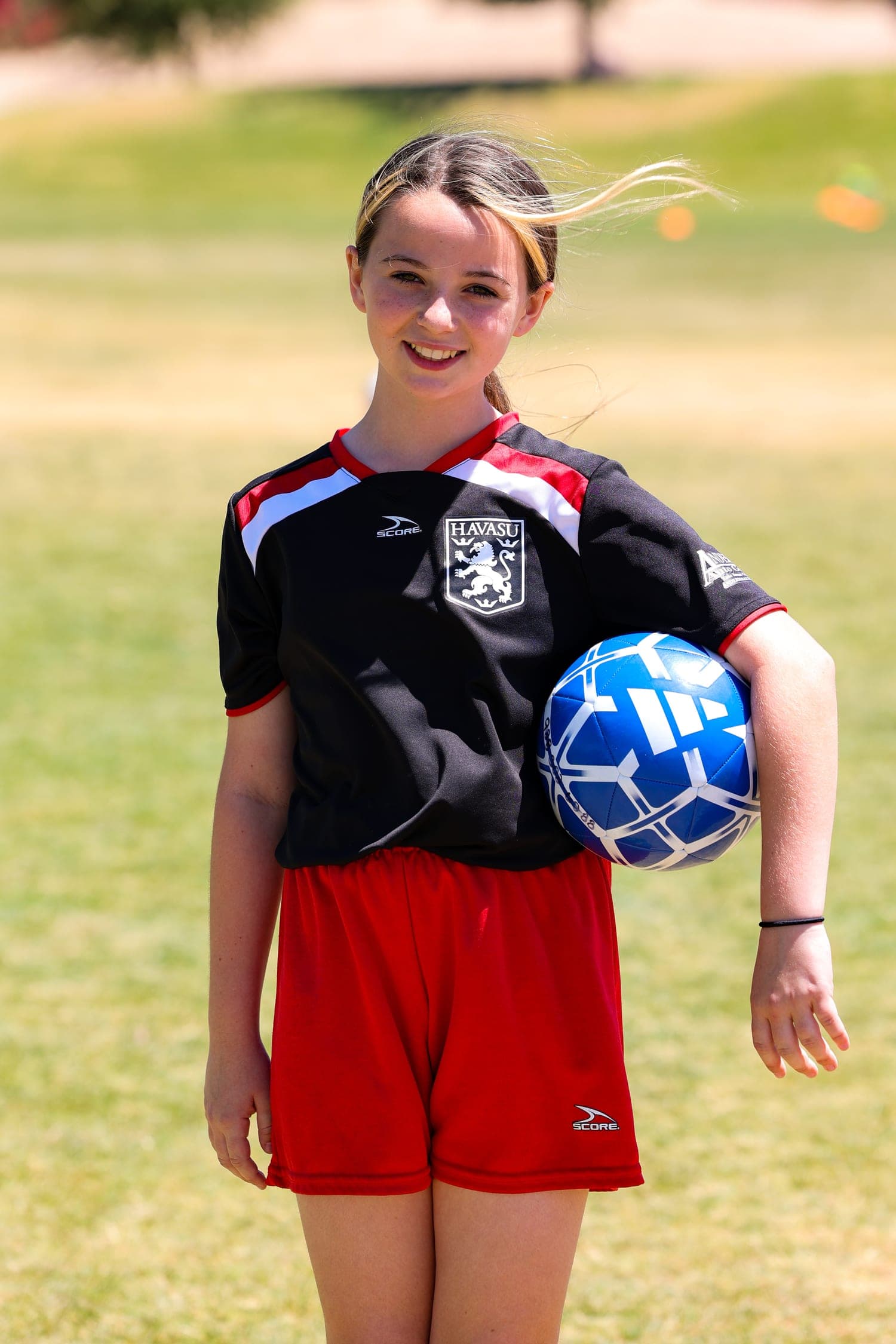 Youth soccer action shot