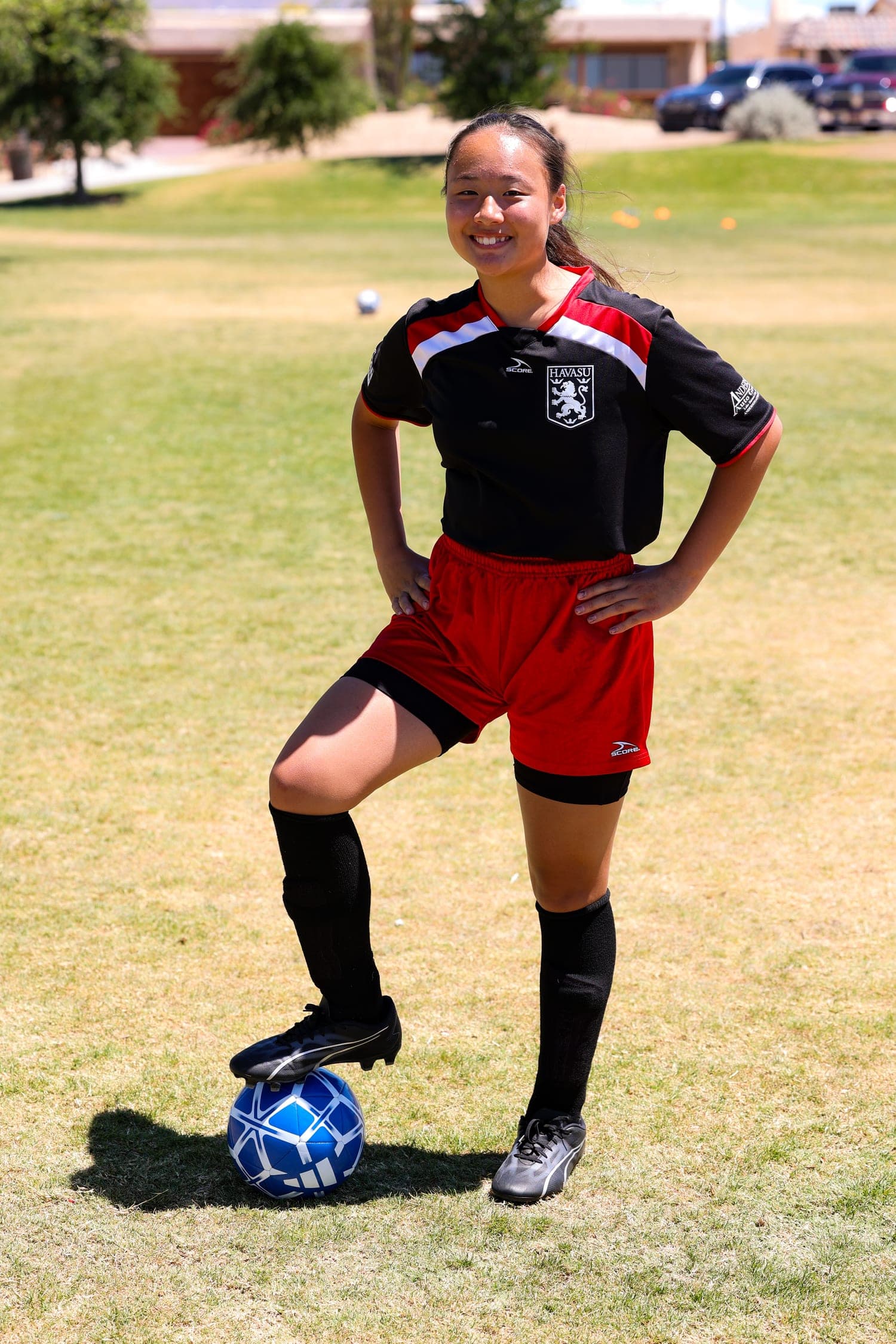 Soccer player in motion during a match